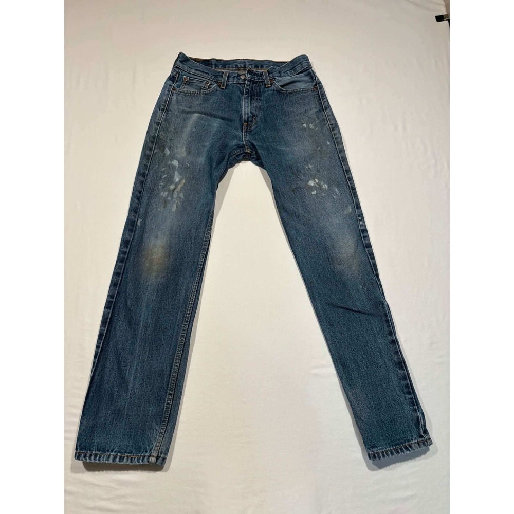 Levis 505 Regular‎ Fit Straight Leg Blue Denim Jeans Mens 30x32 Paint Splatter